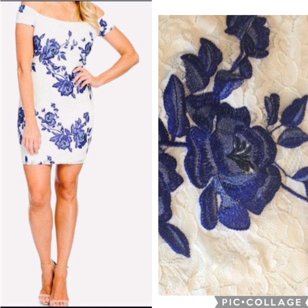 HP! 🎉Marc Bouwer lace blue rose dress 2X